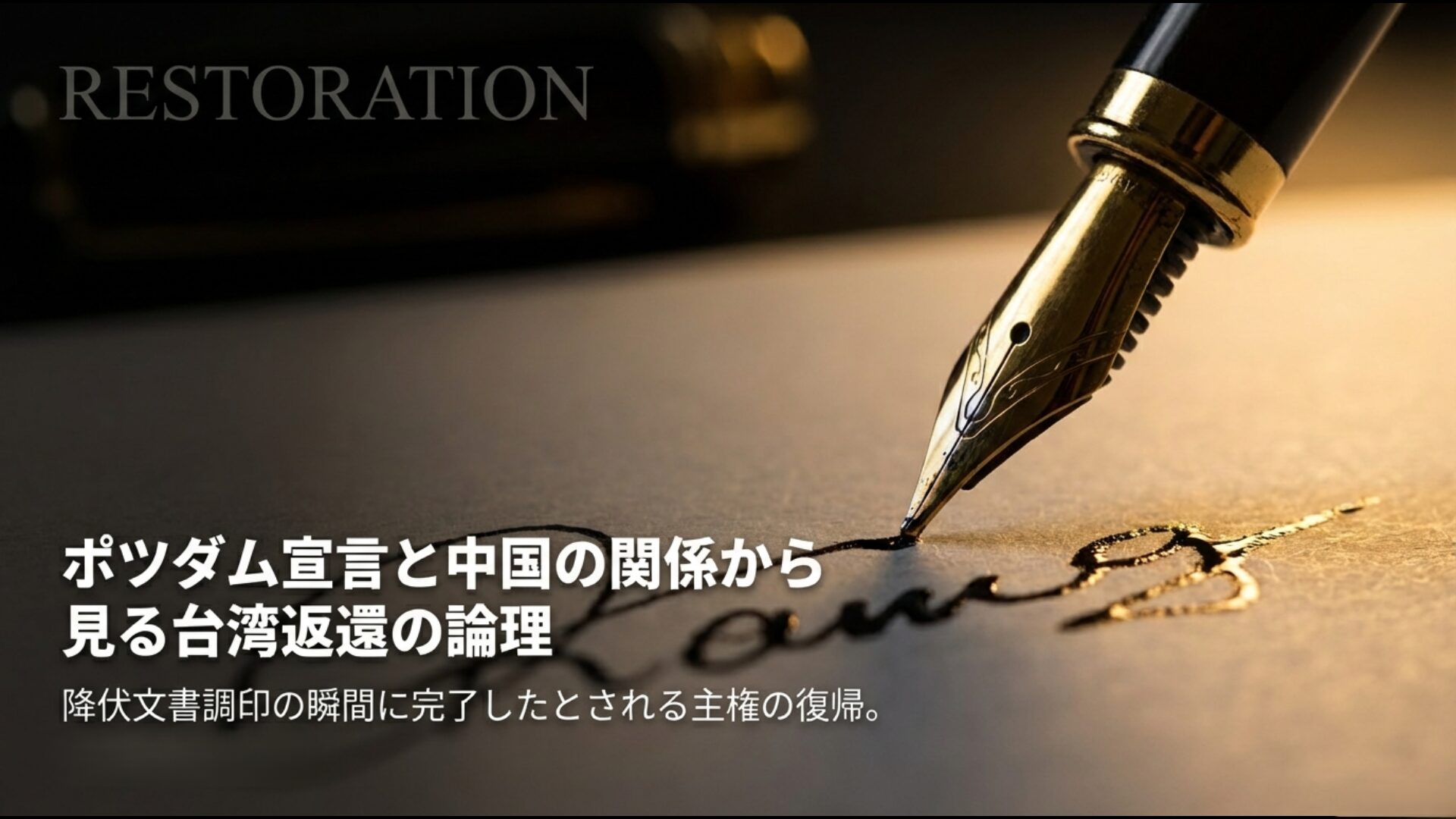 降伏文書調印の瞬間に台湾の主権復帰が完了したとする中国側の絶対的解釈と復元論理の提示