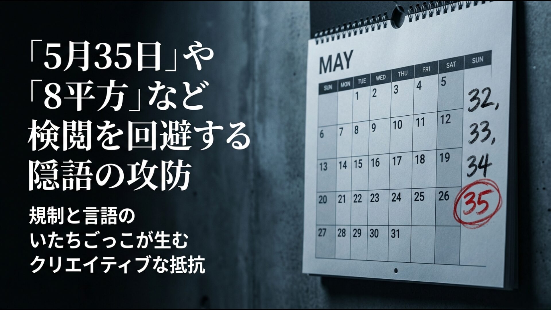 中国ネットユーザーが検閲を避けるために生み出した「5月35日」や「8平方」等の隠語と当局のいたちごっこ