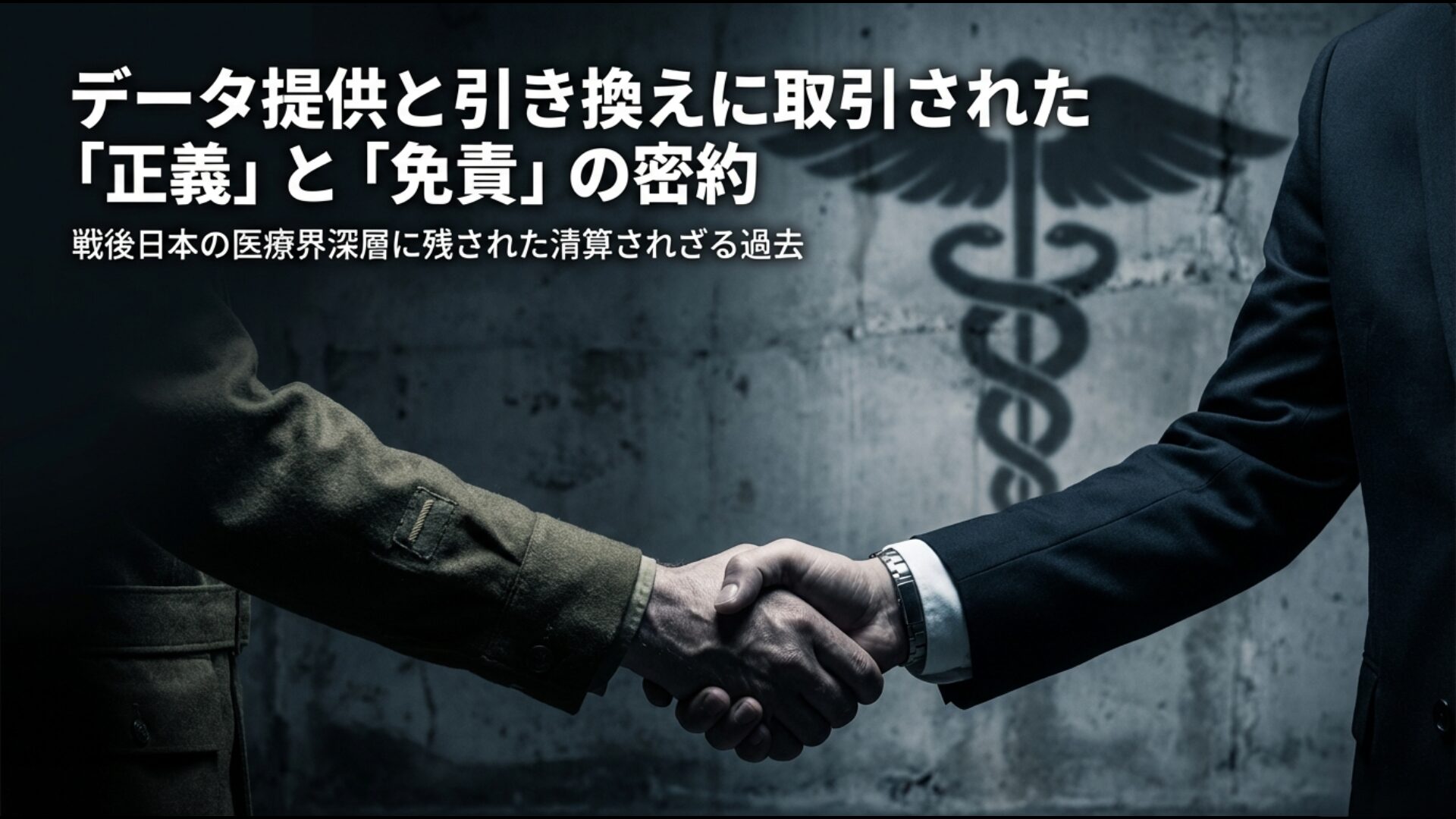 石井四郎ら幹部が人体実験データと引き換えに米国から受けた戦犯免責の構図