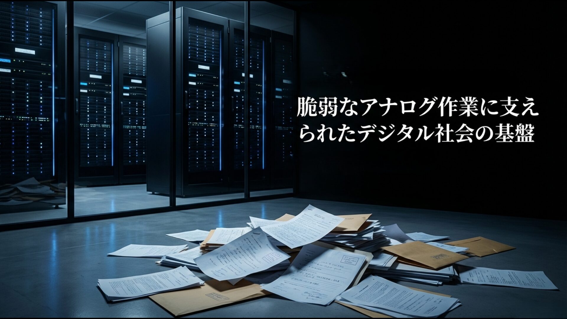 マイナンバーの紐付けミスに象徴されるアナログ作業に依存したデジタル基盤の脆弱性の図解
