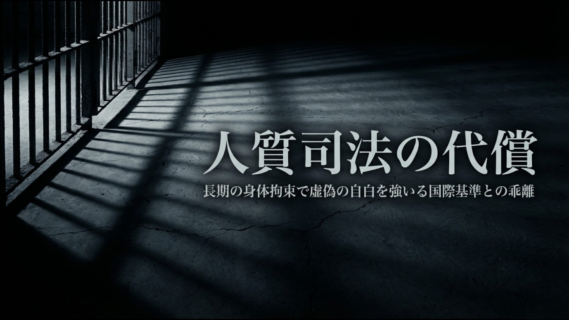 長期の身体拘束で自白を強いる人質司法と国際基準の乖離図