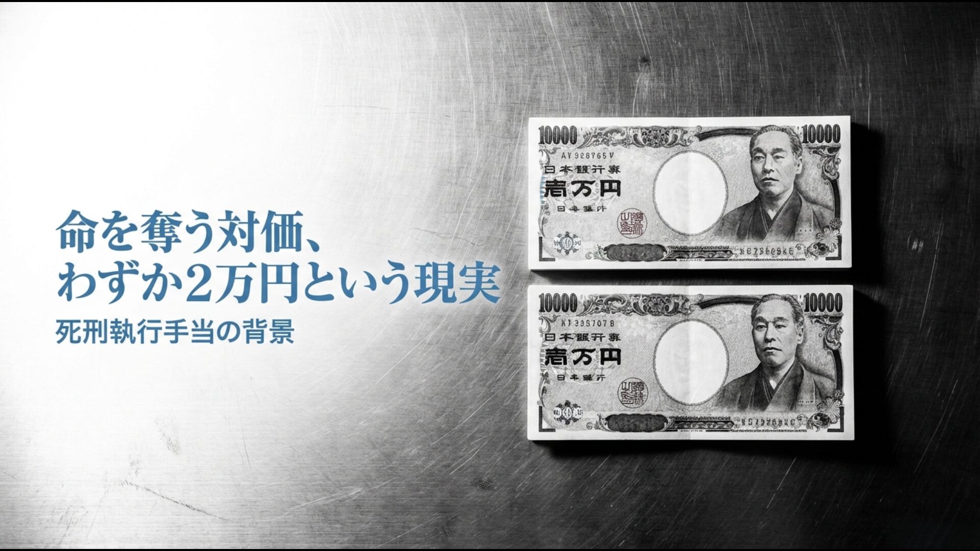 日本の死刑執行手当が2万円であることを示すイメージ画像