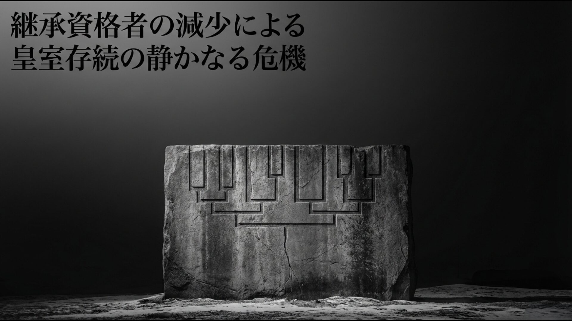 継承資格者の減少による皇室存続の危機と現状の課題を解説するスライド
