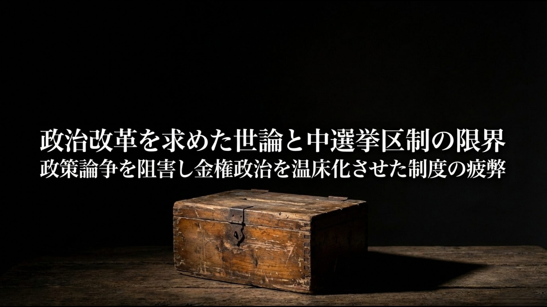 金権政治の温床となった中選挙区制の限界と政治改革を強く求めた当時の世論の動向
