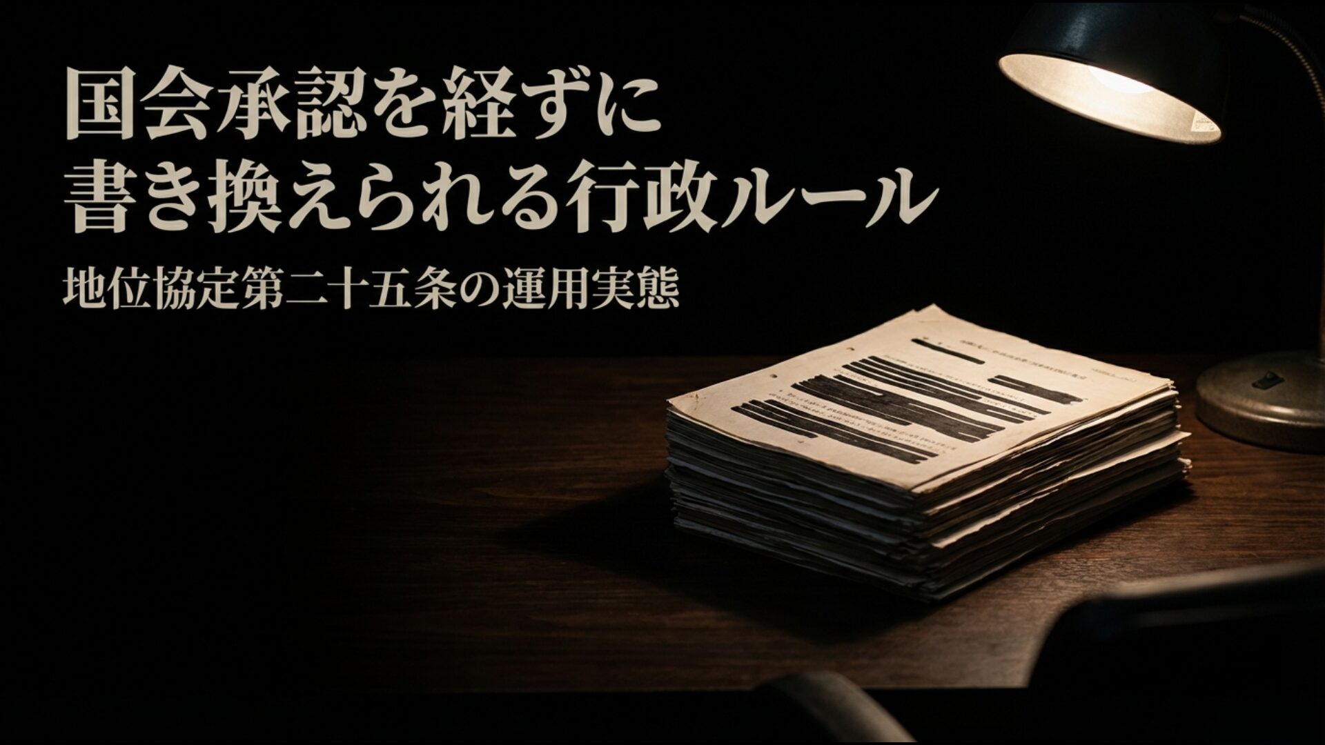 日米地位協定第25条に基づき国会承認を経ずに決定される行政ルールの図解
