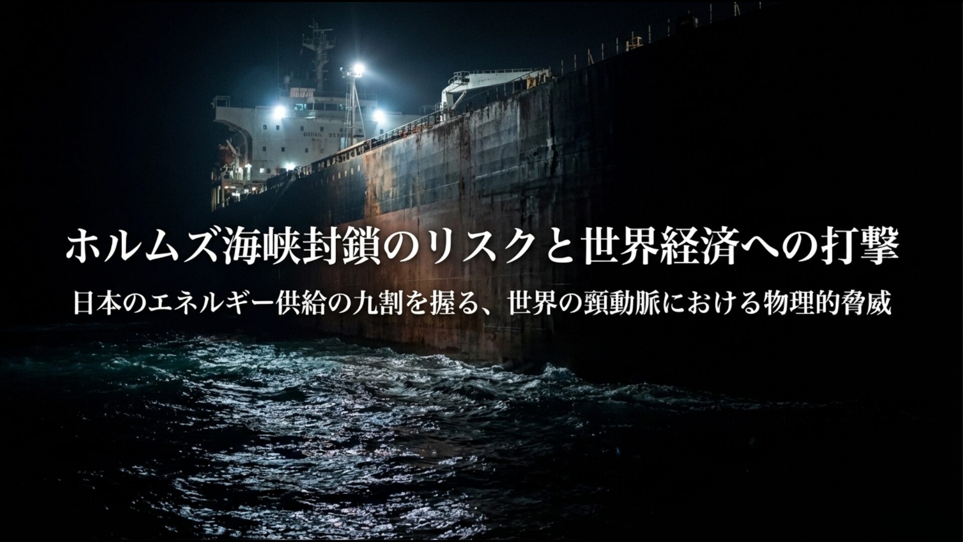 世界の石油輸送の要所であるホルムズ海峡封鎖が日本と世界経済に与える打撃の図