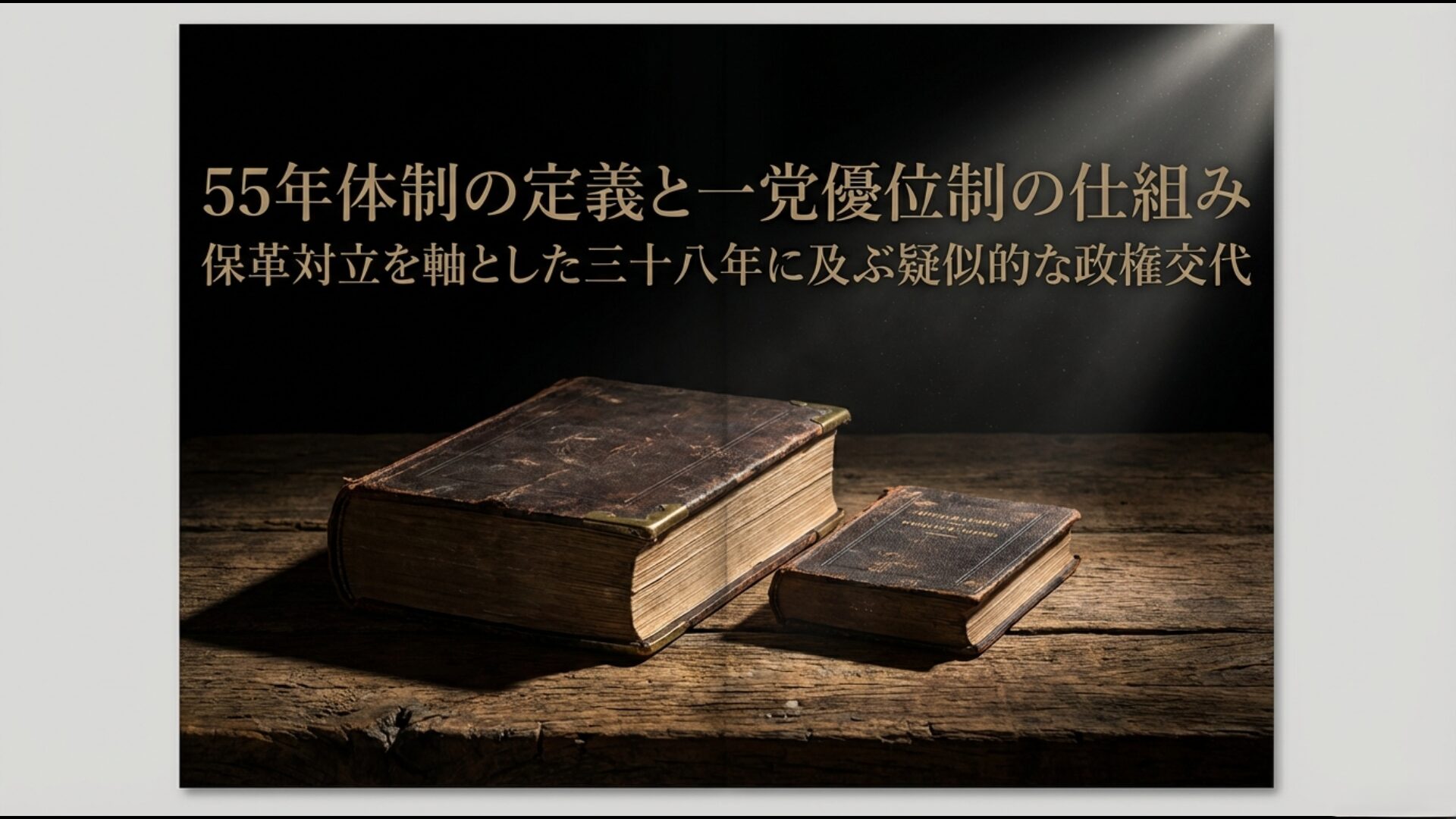 自民党一党優位と社会党による保革対立を軸とした55年体制の仕組みを解説する図解