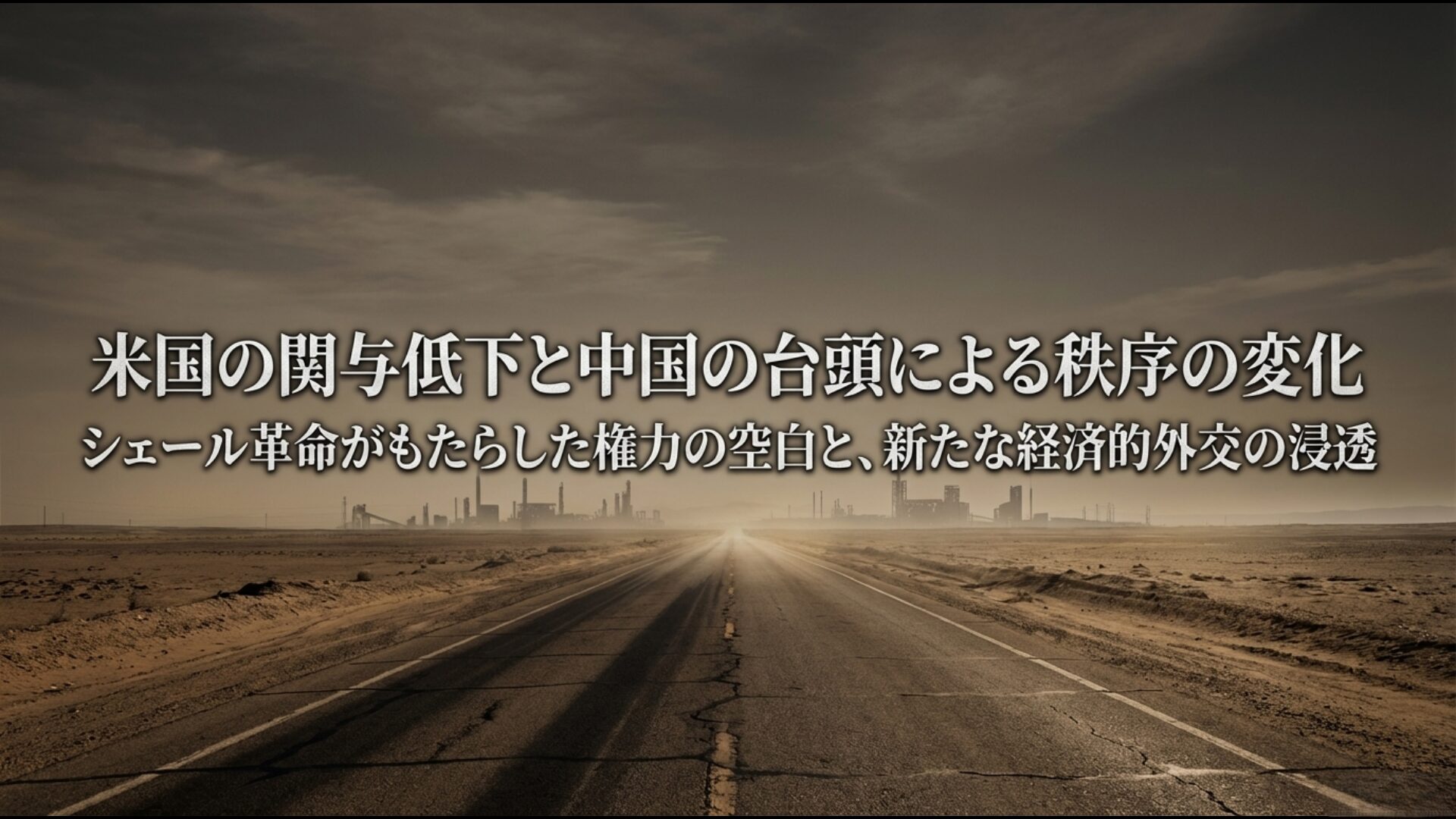 シェール革命による米国の戦略的撤退と中国の仲介役としての台頭を示す地政学図