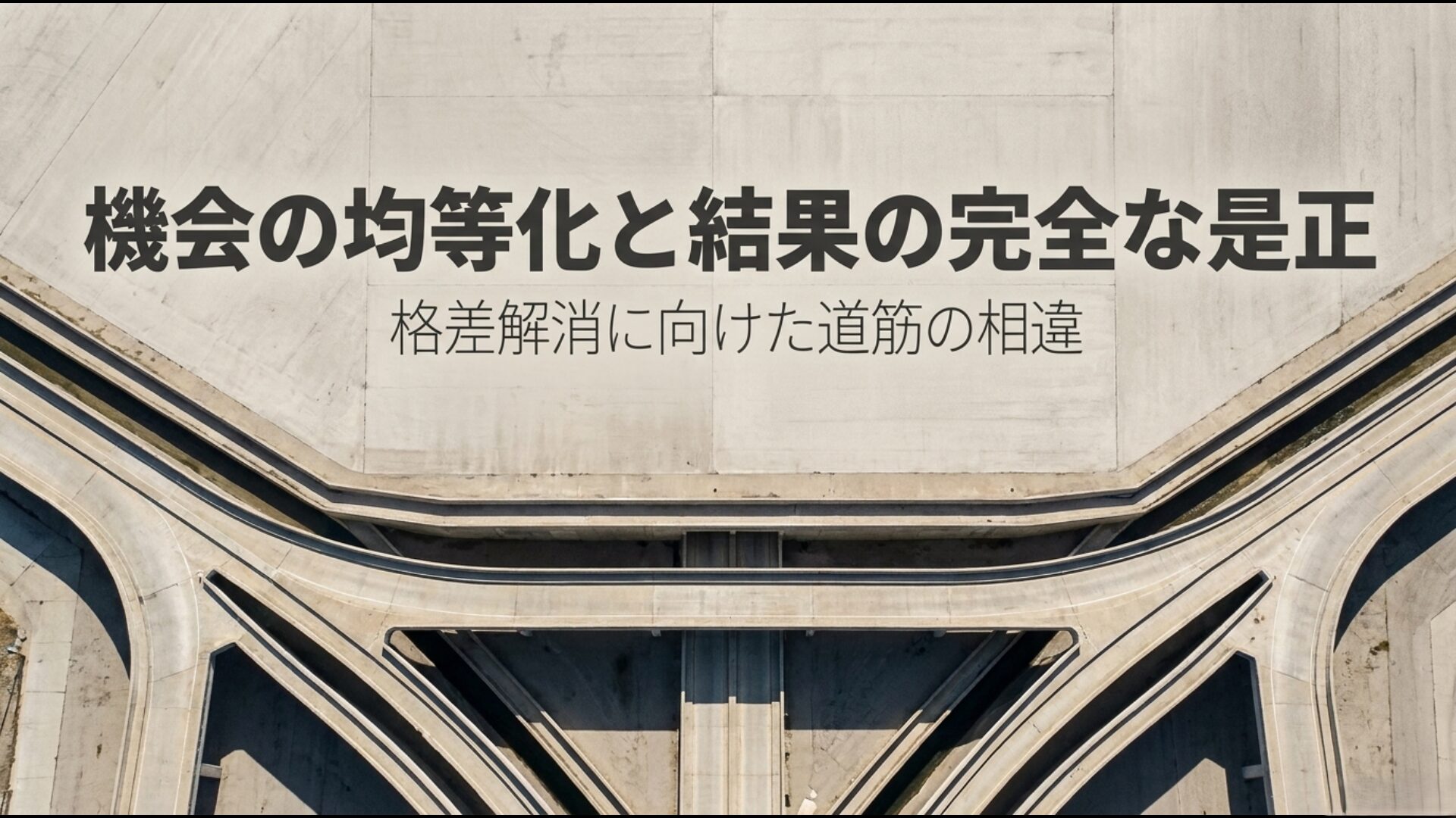 格差解消に向けた機会の均等化と結果の完全な是正の道筋の相違図