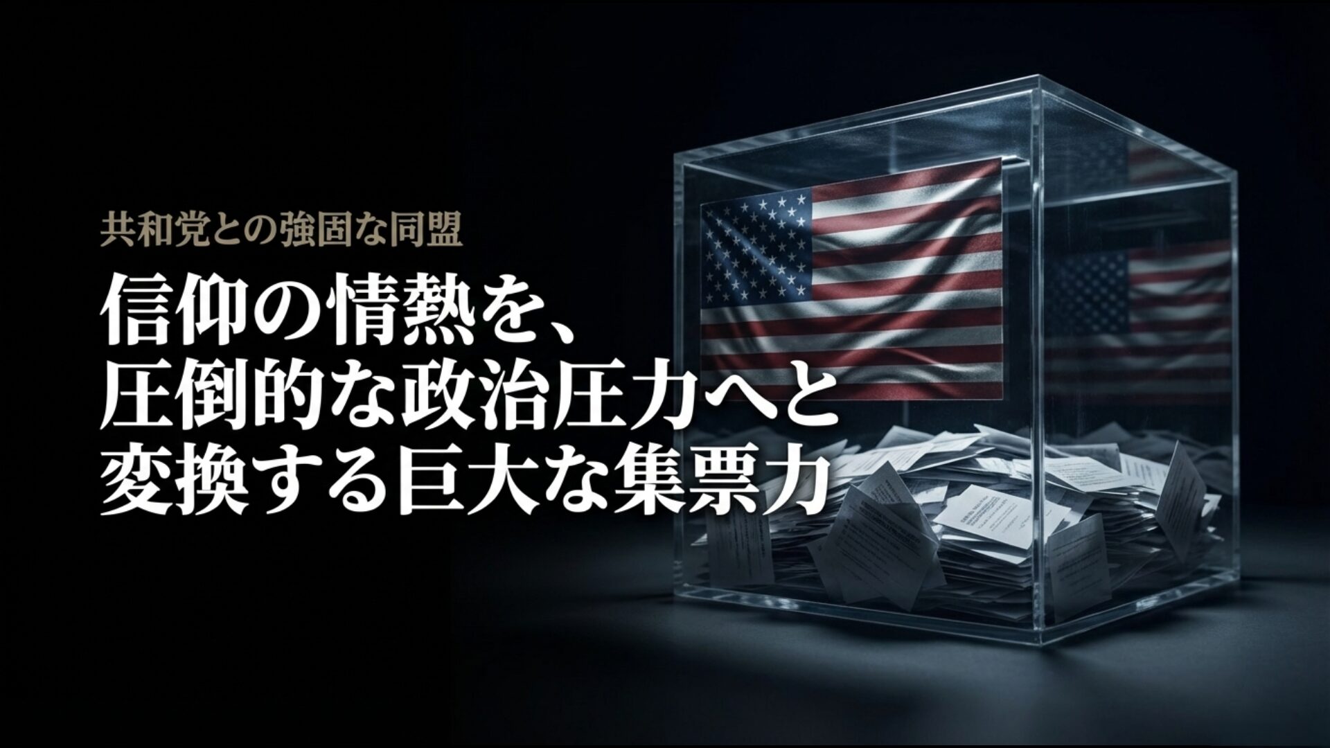 信仰の情熱を圧倒的な政治圧力と集票力へ変換する共和党との同盟