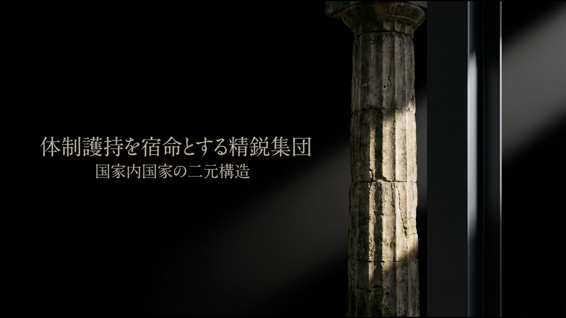 イランの国家内国家としての革命防衛隊と正規軍の二元的な軍事構造の図解。