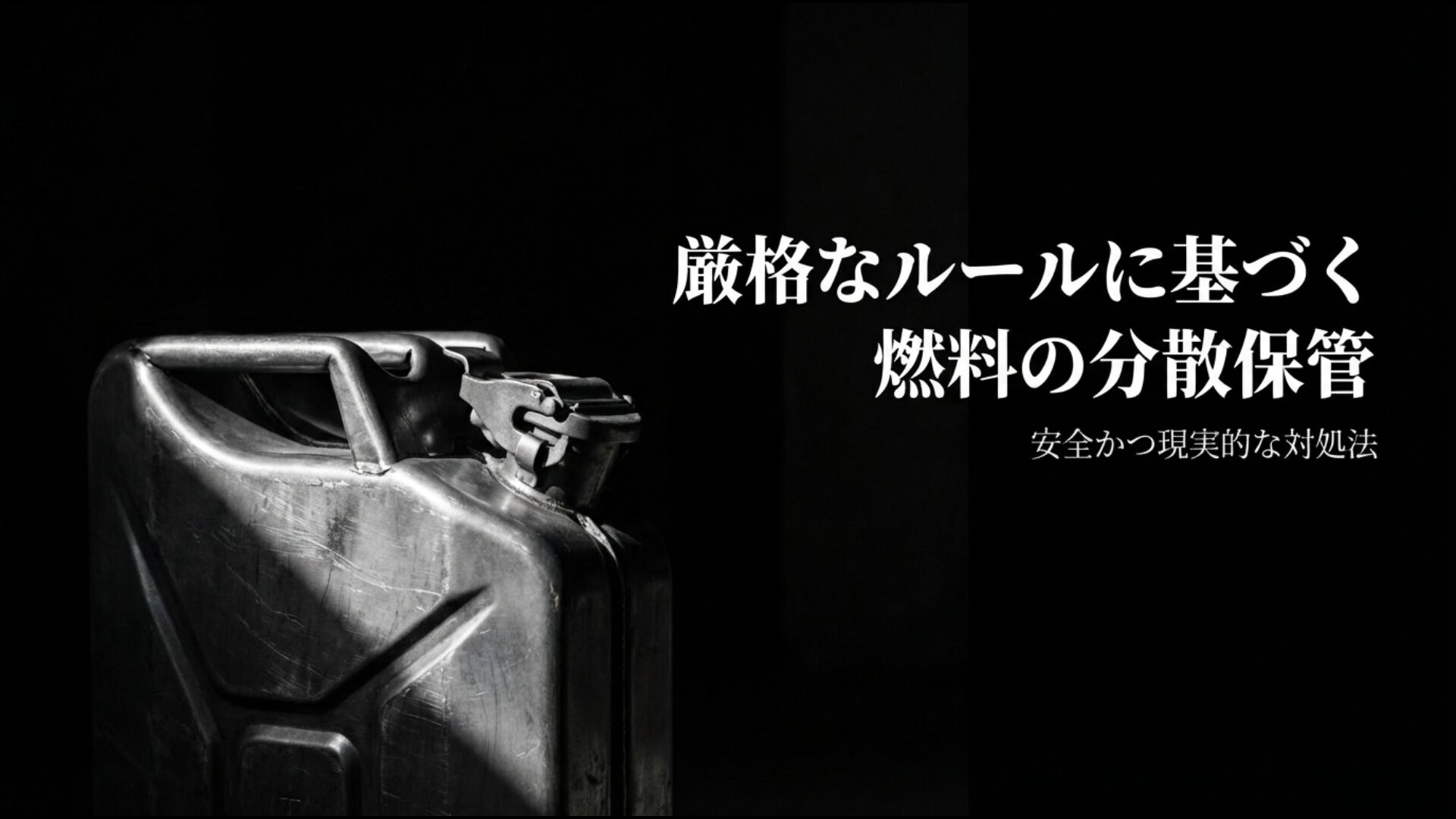 消防法等の厳格なルールに基づく灯油やガソリンの安全かつ現実的な分散保管方法の図解