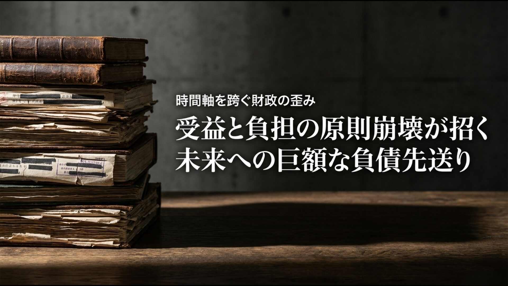 財政における受益と負担の原則が崩壊し将来世代へ巨額の負債が先送りされる現状