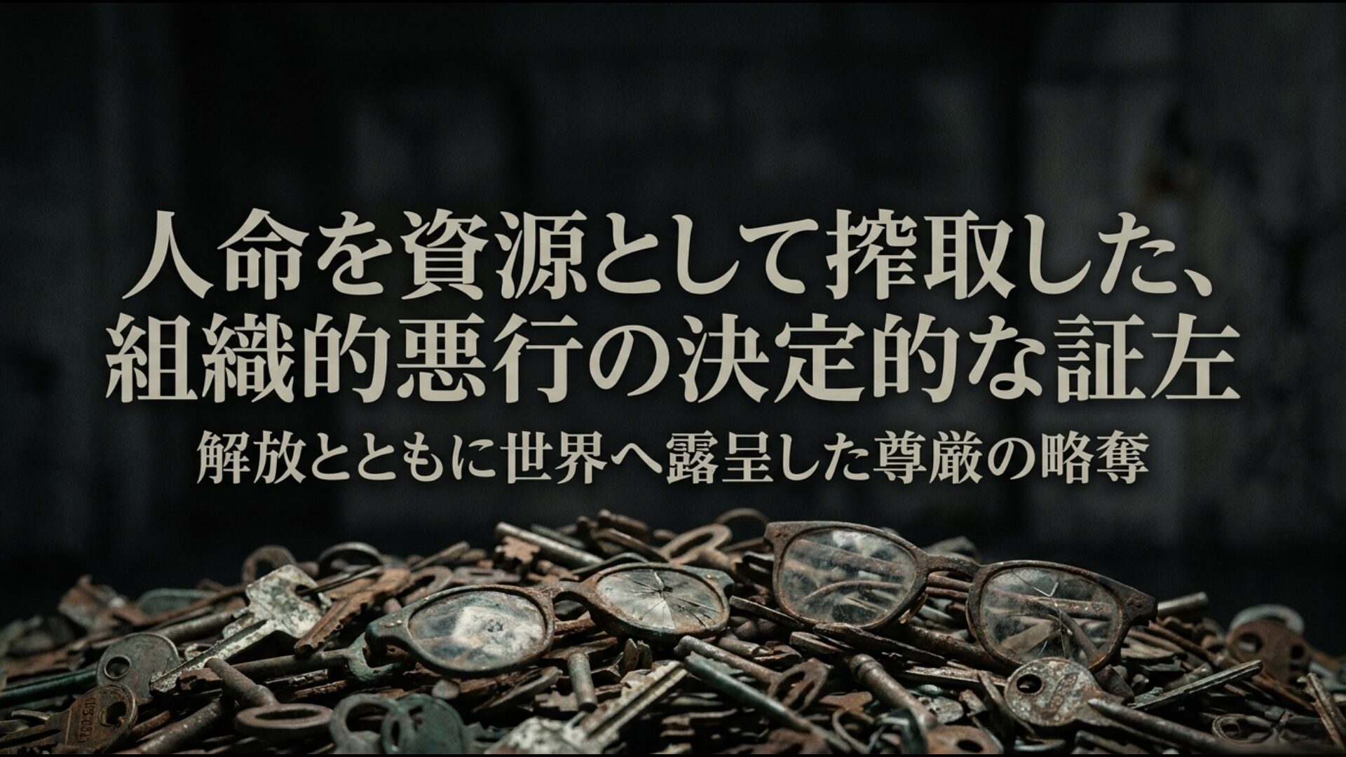 ナチスによる組織的搾取と解放時に露呈した尊厳の略奪を物語る歴史資料のイメージ