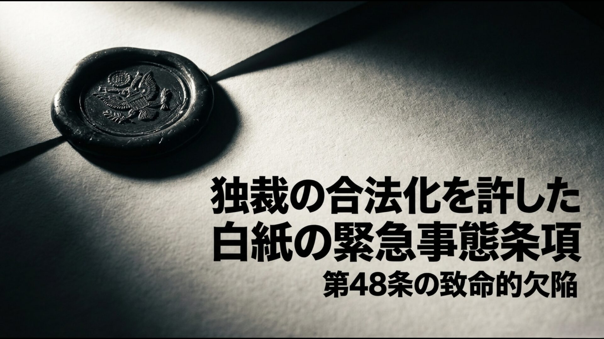 独裁を合法化したワイマール憲法第48条の白紙の緊急事態条項と構造的欠陥の解説